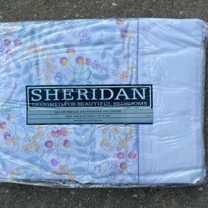 Sheridan King Size Flat Sheet Vintage Floral White Sanctuary Made Australia NEW
